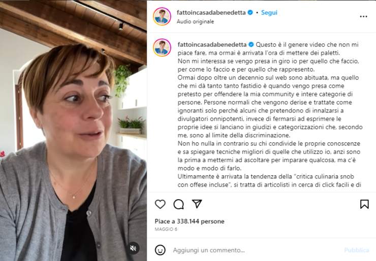benedetta rossi sfogo social-ifood