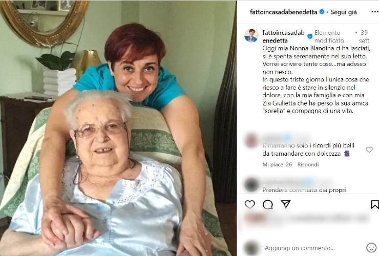Benedetta Rossi e il suo grande dolore